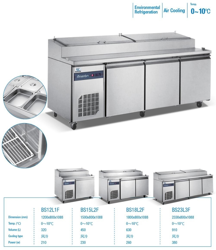 210W SS304 Commercial Worktop Freezer , Stable Under Counter Cooler Commercial