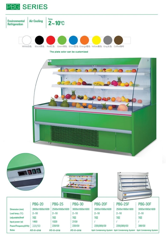Anti Corrosion Multideck Open Chiller 220V For Fruit And Vegetable