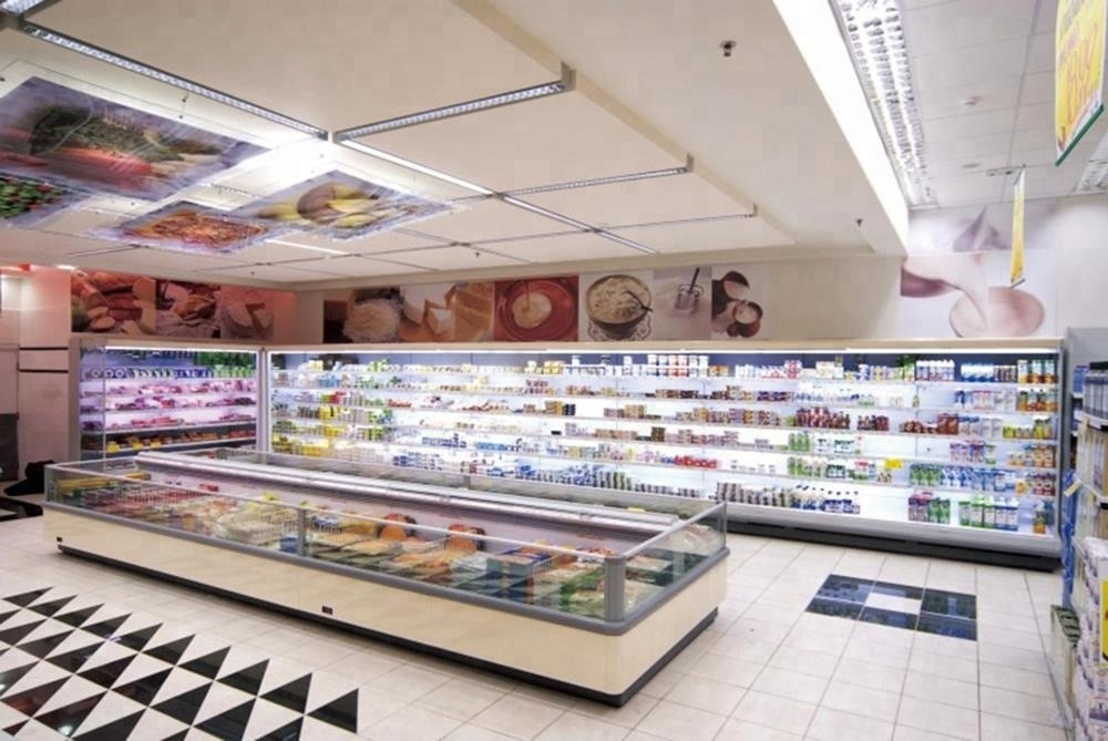 Commercial White Multideck Open Chiller Freezer For Supermarket Antiwear