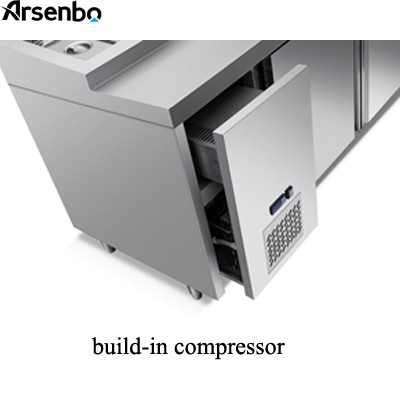 SS304 Countertop Pizza Prep Refrigerator Station 210W Antiwear